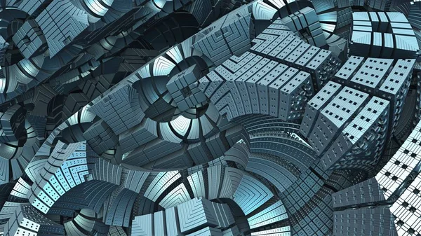 블루 큐브, 3d 일러스트에서에서 3d 추상적인 기하학적 모양 — 스톡 사진