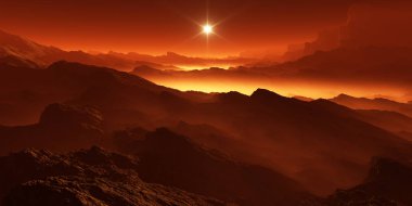 Titan, Satürn'ün en büyük ay bir atmosfere sahip. Titan yüzey manzara. Hidrokarbon göller uçucu.