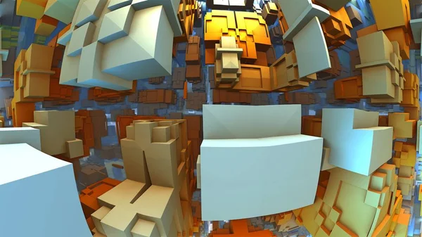 3D геометрические фигуры из кубов, 3D иллюстрация — стоковое фото