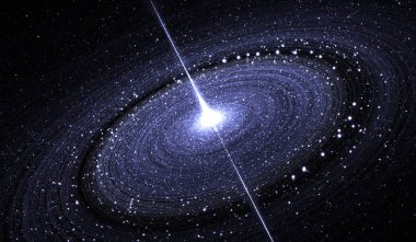 Süper büyük kütleli kara delik, illüstrasyon etrafında yıldızlı disk