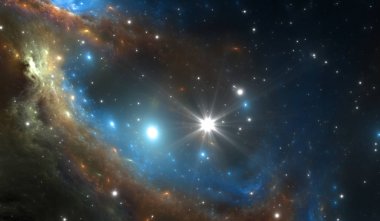 Süpernova patlaması ile arka planda Bulutsusu