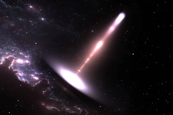 Zwart gat schiet deeltjes stralen, illustratie — Stockfoto