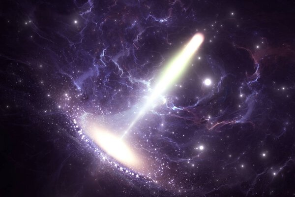 Black hole is shooting particle jets, illustration