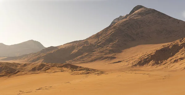 Mars - a vörös bolygón. Marslakó táj és a por a légkörben. 3D-s illusztráció — Stock Fotó