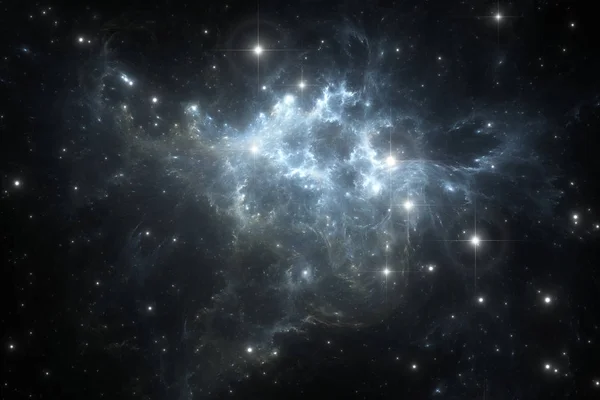 Nebulosa espacial azul, para uso em projetos de ciência, pesquisa e educação. ilustração 3d — Fotografia de Stock