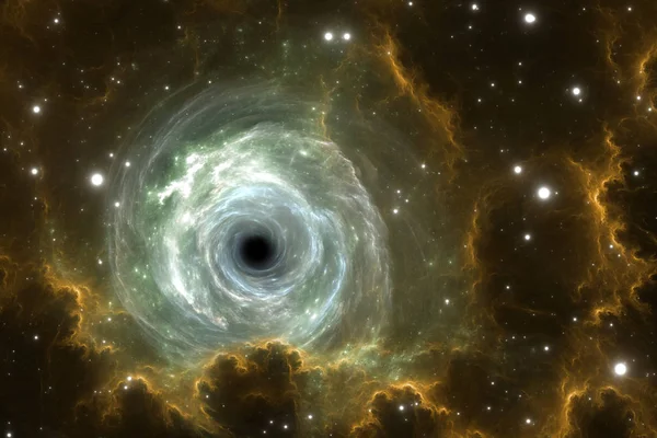 Black hole in the nebula, gravitational field or gravitational singularity — Stock Photo, Image