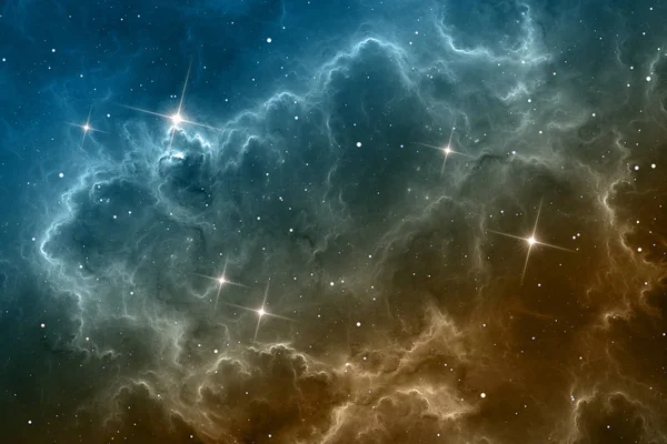 Fondo espacial con nebulosa de polvo y estrellas — Foto de Stock