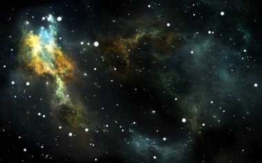 Nebula ve yıldızlarla gece gökyüzü arkaplanı
