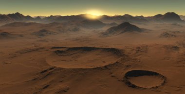 Mars 'ta gün batımı. Mars manzarası, Mars 'taki çarpışma kraterleri