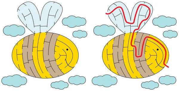 简单的蜜蜂迷宫 — 图库矢量图片