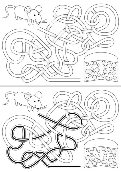Hungry mouse maze — Stock Vector