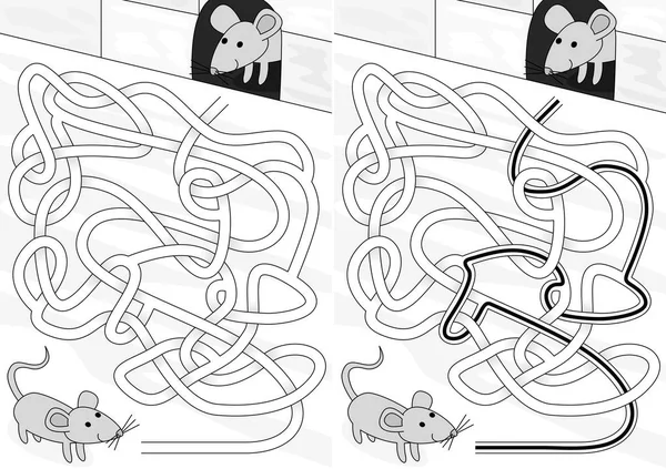 Mouse maze for kids — Stock Vector