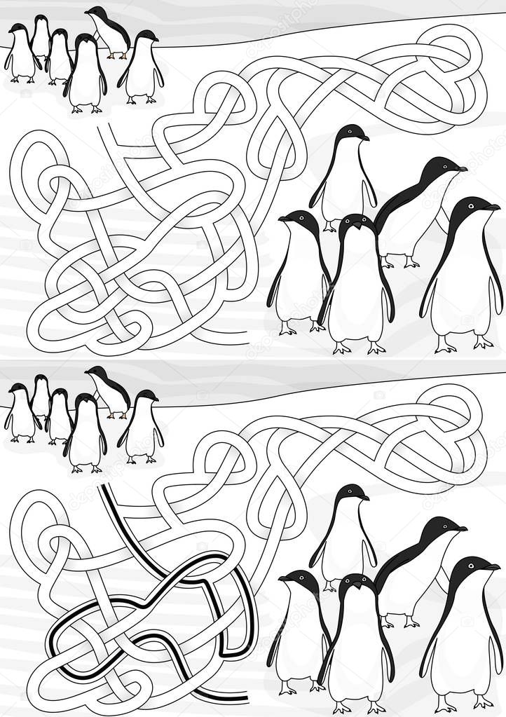 Illustrated penguins maze
