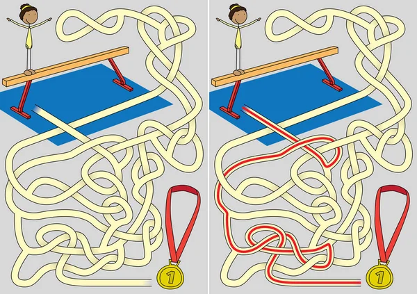 Labirinto de ginástica ilustrado —  Vetores de Stock