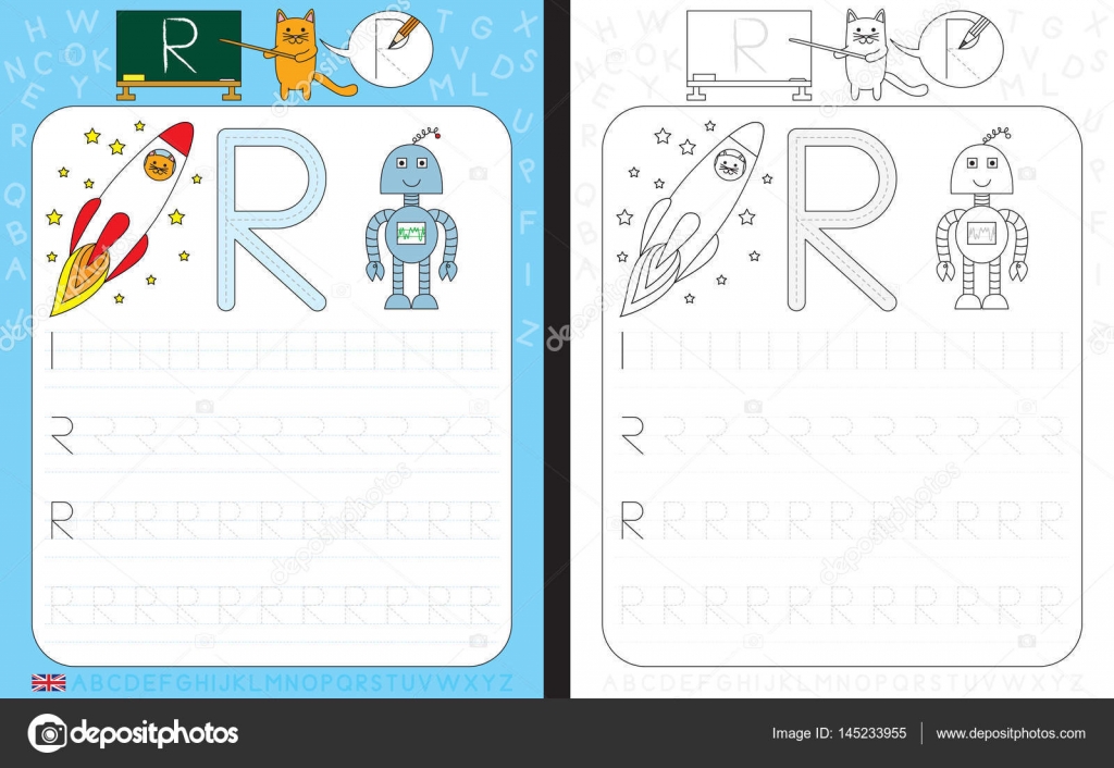 Alphabet Tracing Worksheet Stock Vector by ©nahhan 145233427