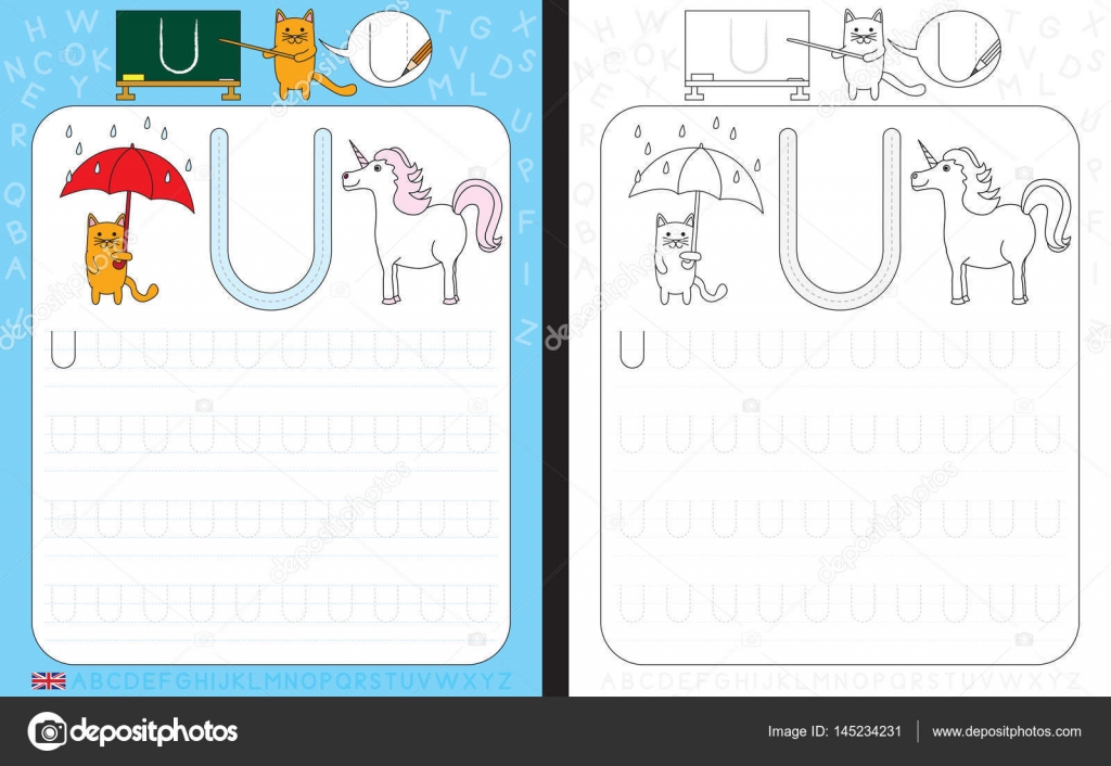 Alphabet Tracing Worksheet Stock Vector by ©nahhan 145233427