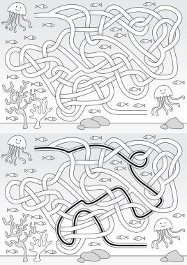 Ilustrated denizanası labirent