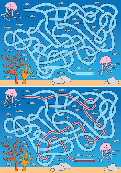 Илюстрированный лабиринт медуз — стоковый вектор