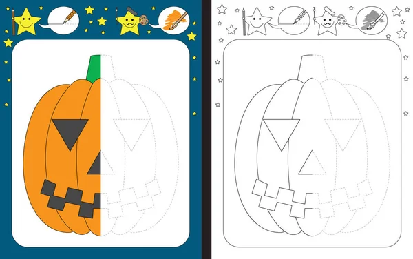 Geïllustreerde preschool werkblad — Stockvector