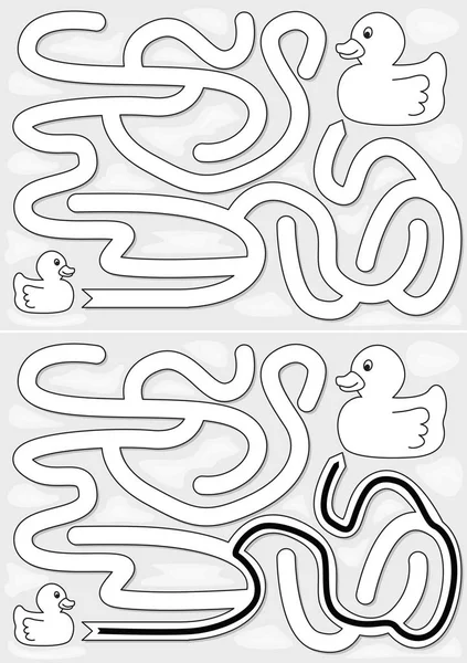 Easy ducks maze — Stock Vector