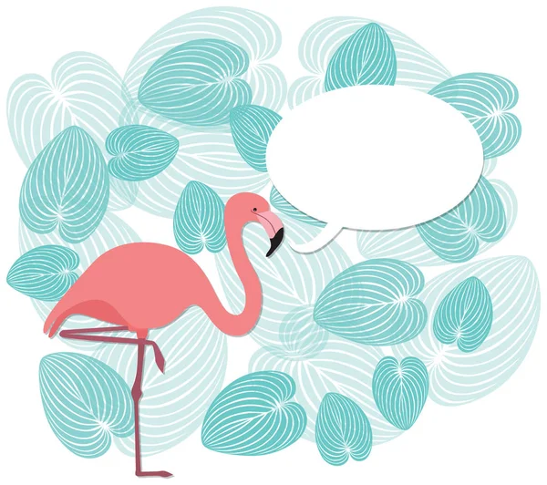 Flamingo en bladeren — Stockvector