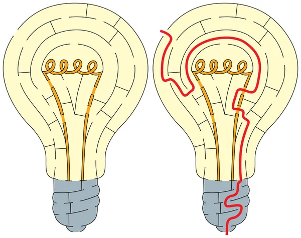 Gemakkelijk gloeilamp doolhof — Stockvector