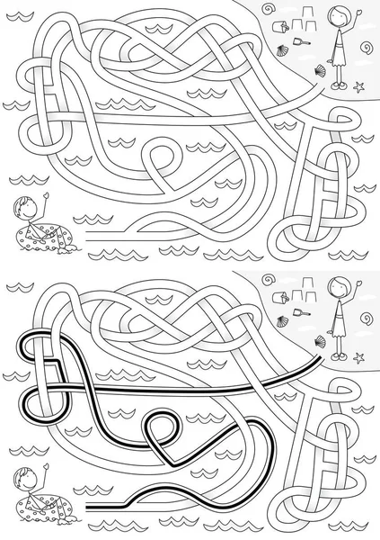 Geïllustreerd zomer doolhof — Stockvector