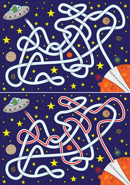Labirinto alienígena ilustrado — Vetor de Stock