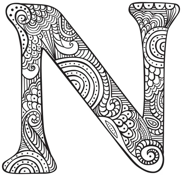 Ilustrované písmeno N — Stockový vektor