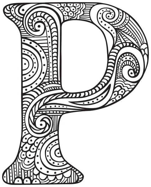 Ilustrované písmeno P — Stockový vektor