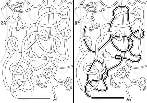 Illustrerade Monkey maze — Stock vektor