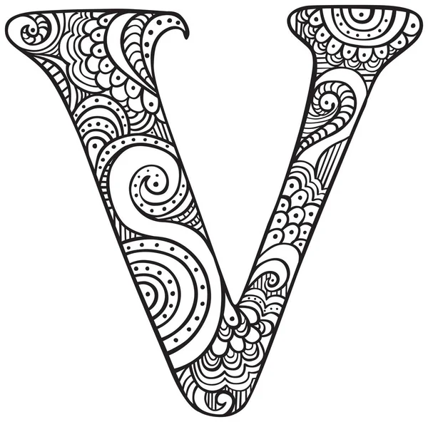 Ilustrované písmeno V — Stockový vektor