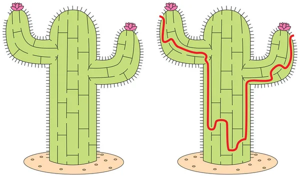 Labyrinthe de cactus facile — Image vectorielle