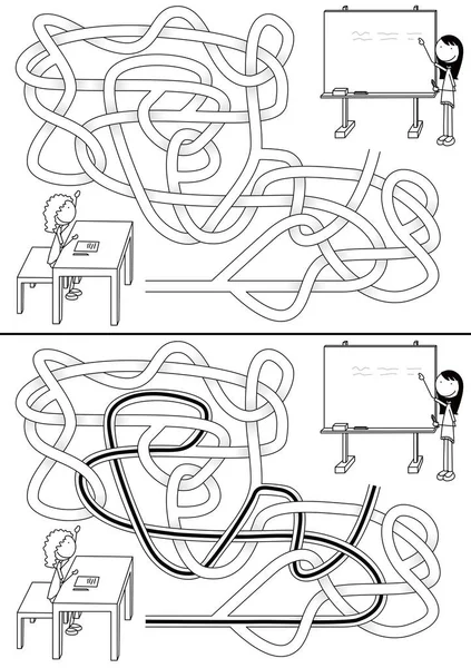 Illustrated school maze — Stock Vector