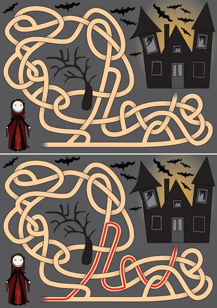 Labyrinthe de vampires illustré — Image vectorielle