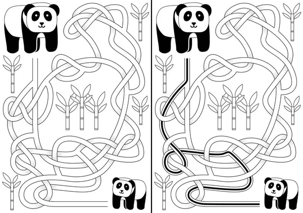 Ilustrované panda bludiště — Stockový vektor