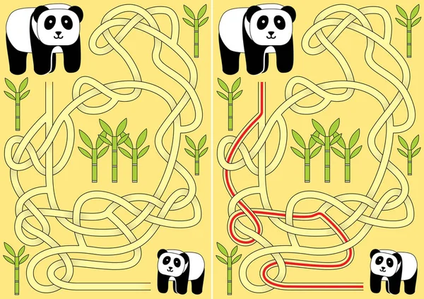 Labirinto de panda ilustrado —  Vetores de Stock