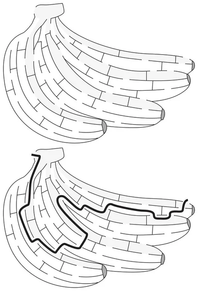 Labirin pisang mudah - Stok Vektor