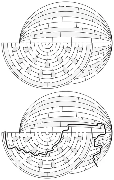 Простой арбузный лабиринт — стоковый вектор