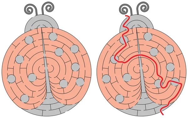 容易的瓢虫迷宫 — 图库矢量图片