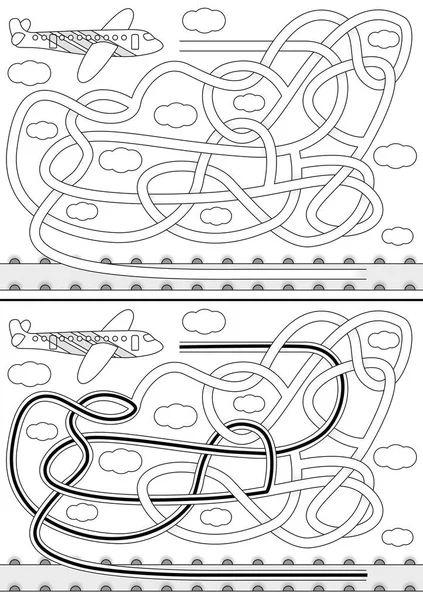 Illustrerade flygplan labyrint — Stock vektor