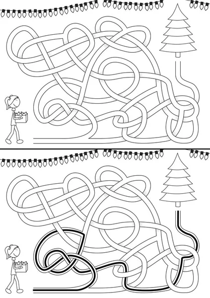 Christmas tree maze — Stock Vector