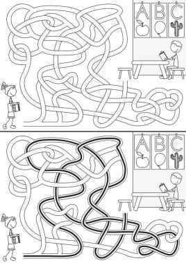 Resimli okul öncesi labirent