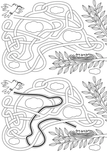 Illustrerade fågel labyrint — Stock vektor