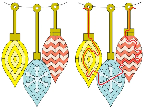 Gemakkelijk Christmas ornament doolhof — Stockvector