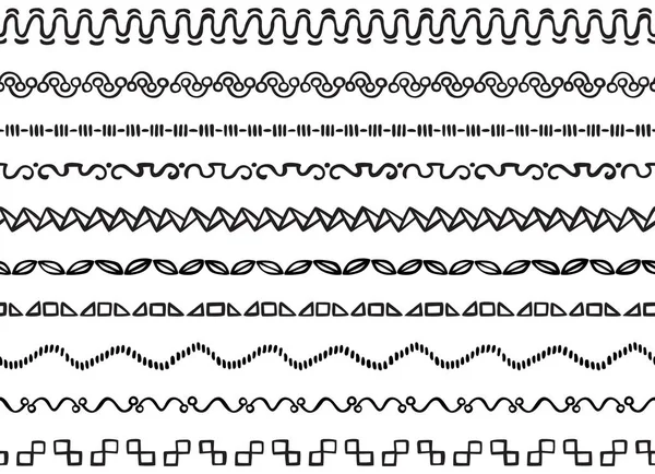 Illustrated seamless borders — Stock Vector