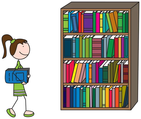 Niño feliz ama los libros — Vector de stock
