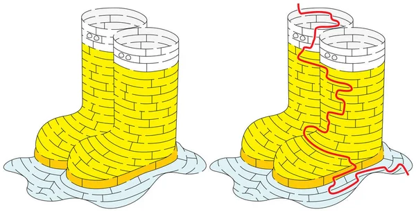 Rubber laarzen doolhof — Stockvector