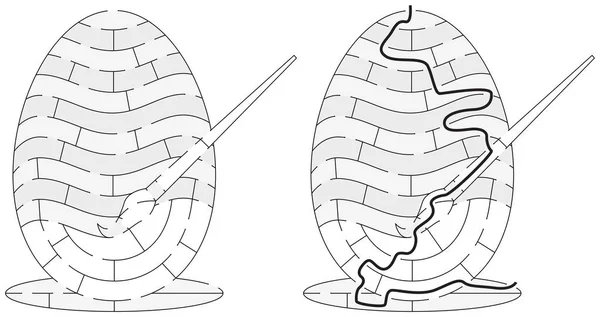 Labirin telur Paskah yang mudah - Stok Vektor