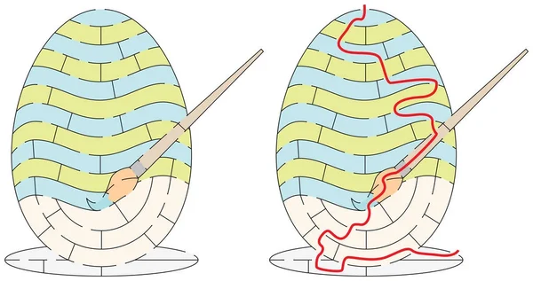 Labirin telur Paskah yang mudah - Stok Vektor